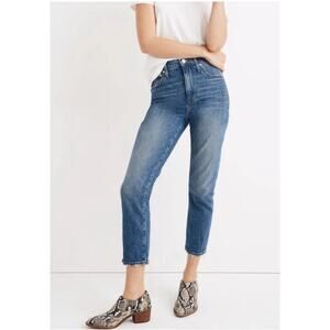 Madewell Jeans Womens 27 Blue High Rise Slim Boyjean Lavern Wash Raw Hem Casual
